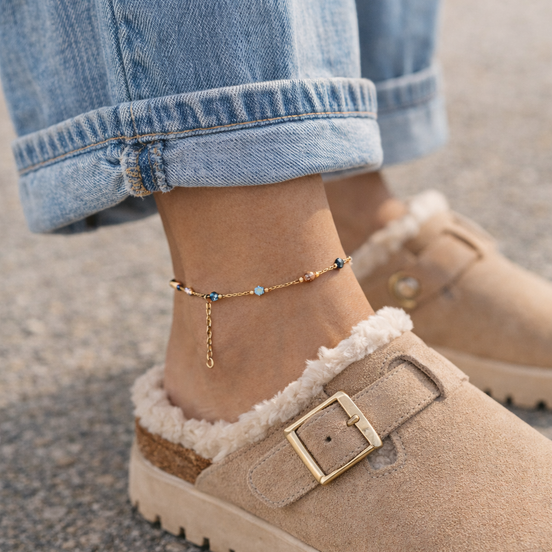 chaîne de cheville en opale